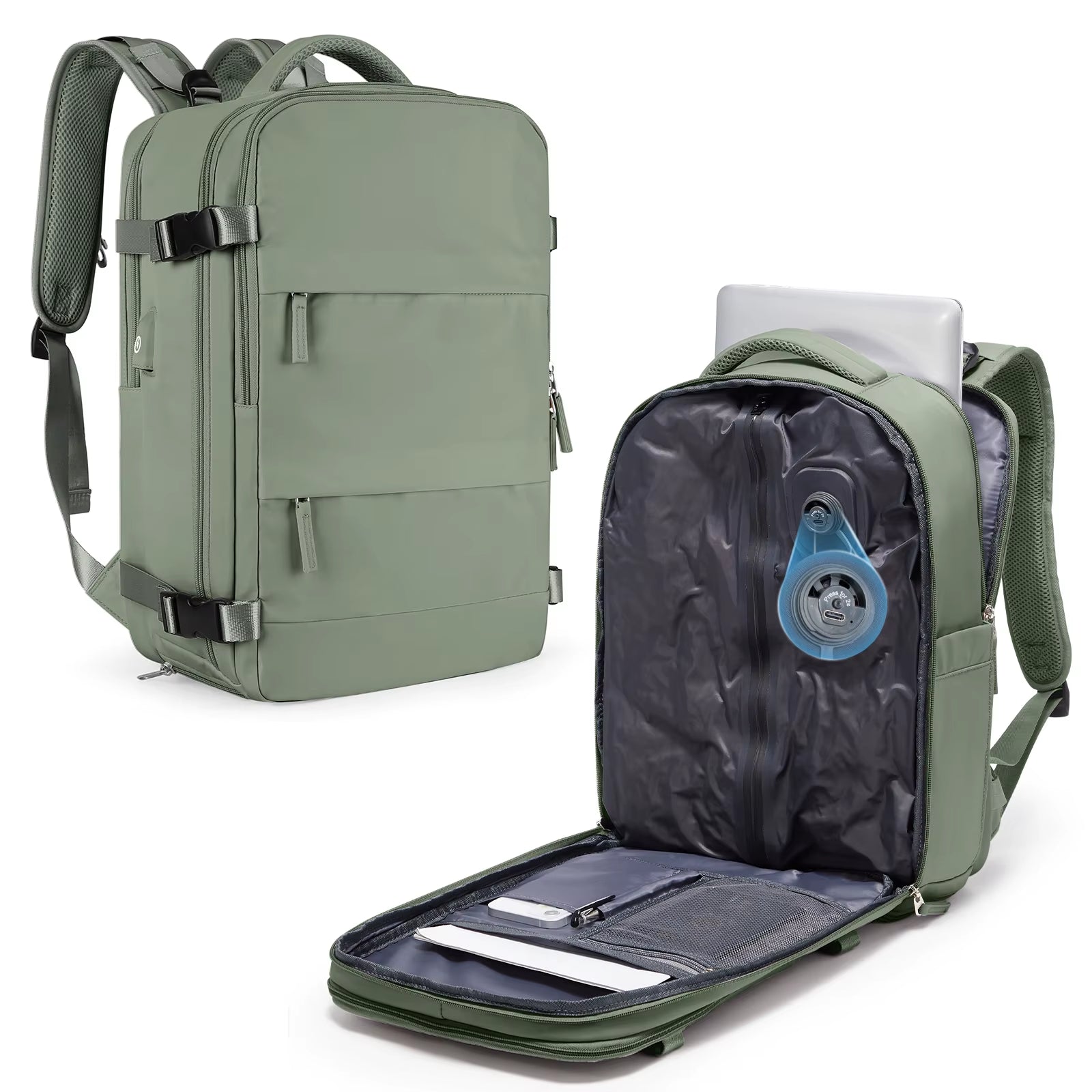 Integrated Vacuum Compression Backpack Ryanair 40X30X20 Travel Backpack Cabin Fly Bag Incase Backpack, Men Backpack Laptop Bag